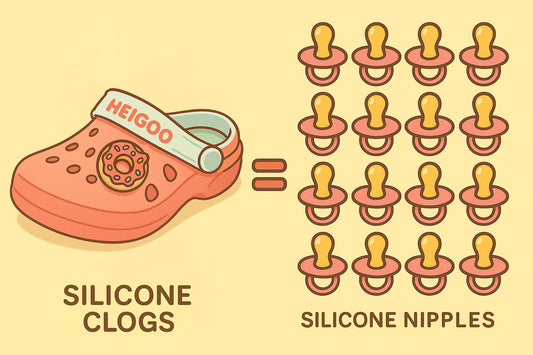 One pair of silicone clogs ≈ 16 silicone nipples