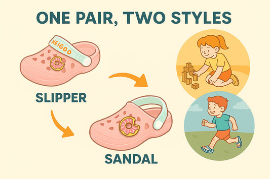 One Pair, Two Styles: The Clever Design Behind HEIGOO Adjustable Strap Kids Clogs